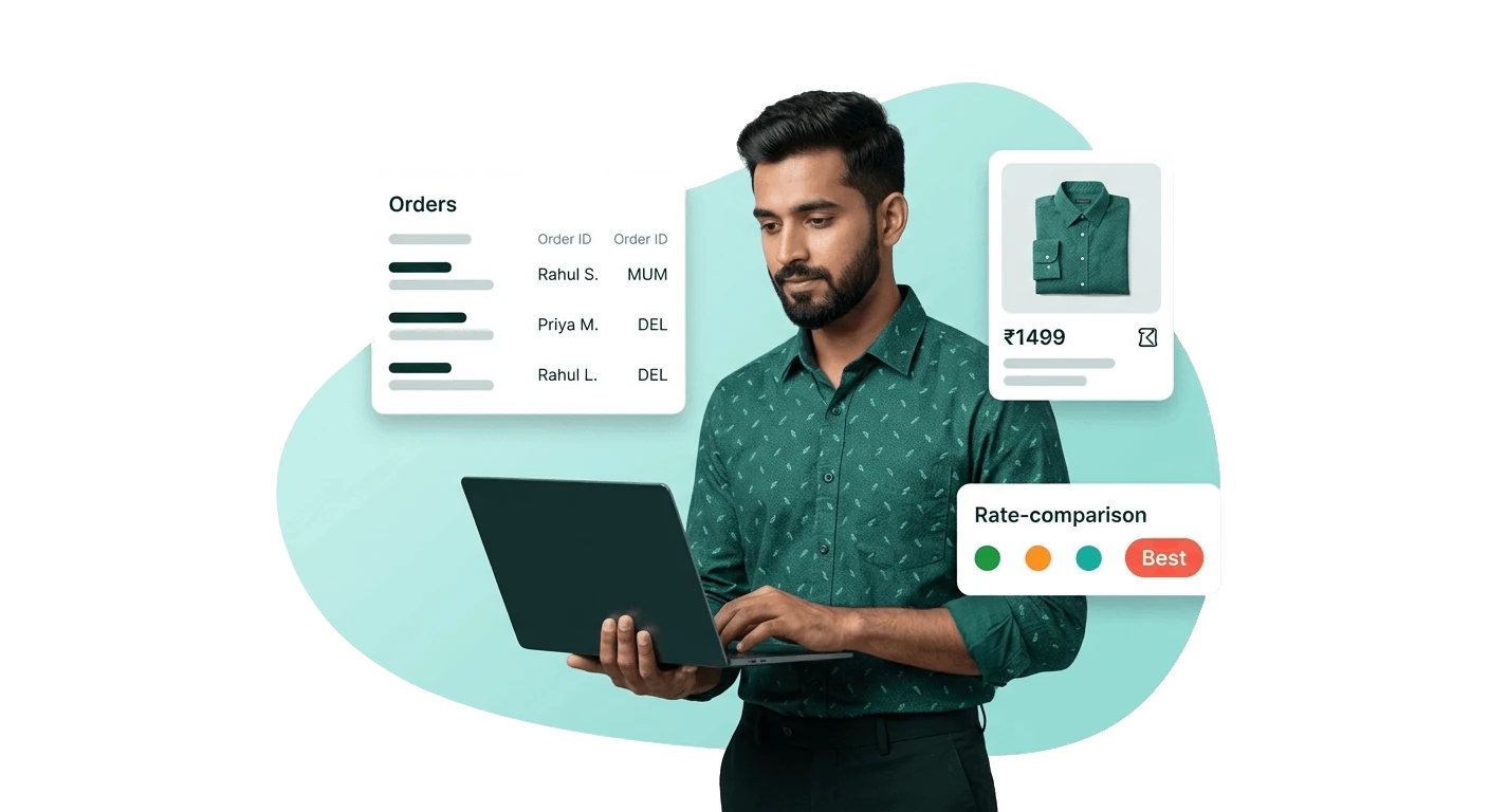 Indian D2C seller managing orders and comparing courier rates on RouteOneX